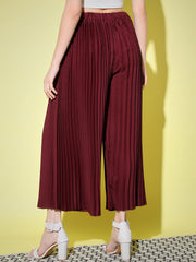 Crepe Solid Pleated Palazzo Pant-3012-3012