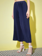 Crepe Solid Pleated Palazzo Pant-3007-3012