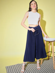 Crepe Solid Pleated Palazzo Pant-3009-3012