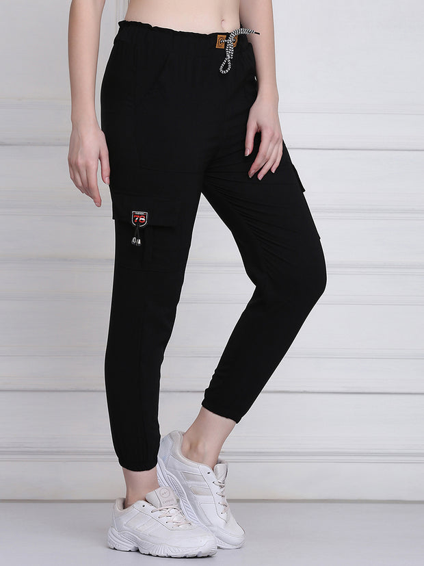 Black Toko Lycra Jogger Pant For Women-2777