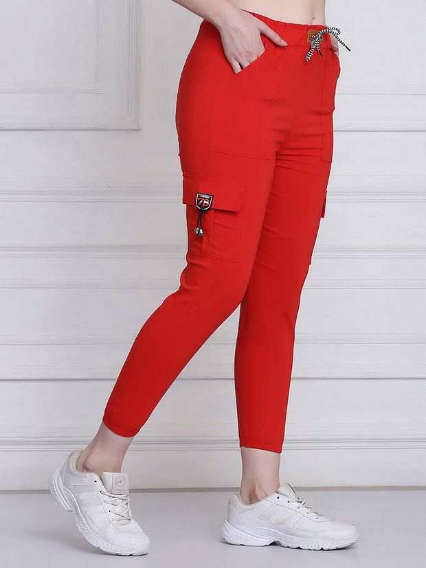 Red Toko Lycra Jogger Pant For Women-2780