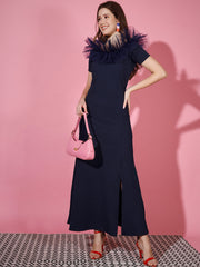 Carrera Ruffled Women Maxi Dress with Side Slit-3257-3259