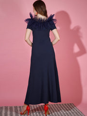 Carrera Ruffled Women Maxi Dress with Side Slit-3257-3259