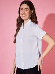 Solid Rayon Half Sleeve Women Formal Shirt-3266-3269