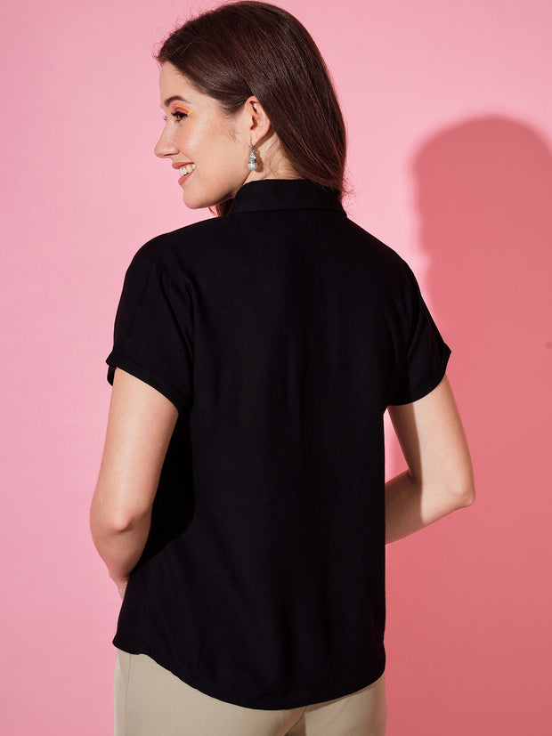 Solid Rayon Half Sleeve Women Formal Shirt-3266-3269
