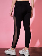 Black Lycra Gym Mesh Tight/Legging/Pant-3280N5