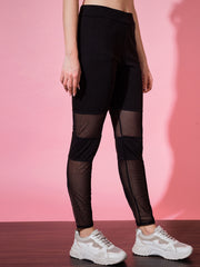 Black Lycra Gym Mesh Tight/Legging/Pant-3281N4