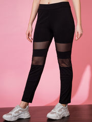 Black Lycra Gym Mesh Tight/Legging/Pant-3283N6