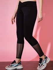 Black Lycra Gym Mesh Tight/Legging/Pant-3284N1