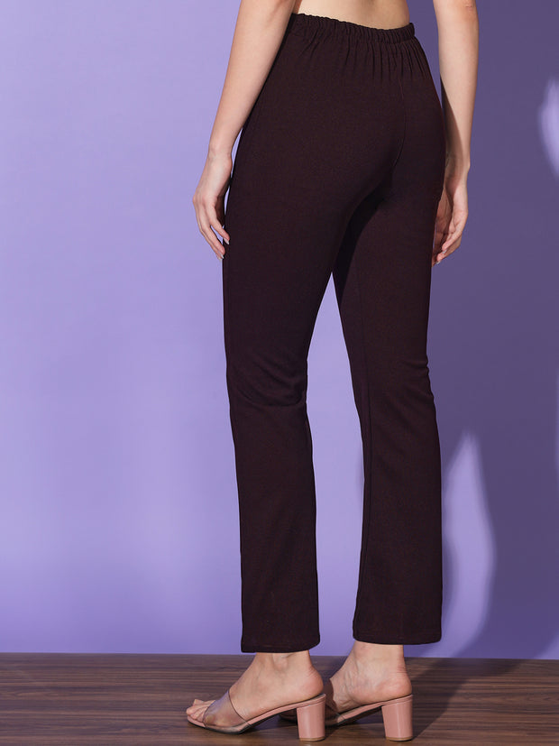 Lycra Solid Elasticated Women Trouser Pant-3113