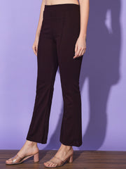 Lycra Solid Elasticated Women Trouser Pant-3114