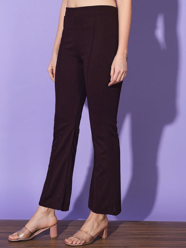 Lycra Solid Elasticated Women Trouser Pant-3116