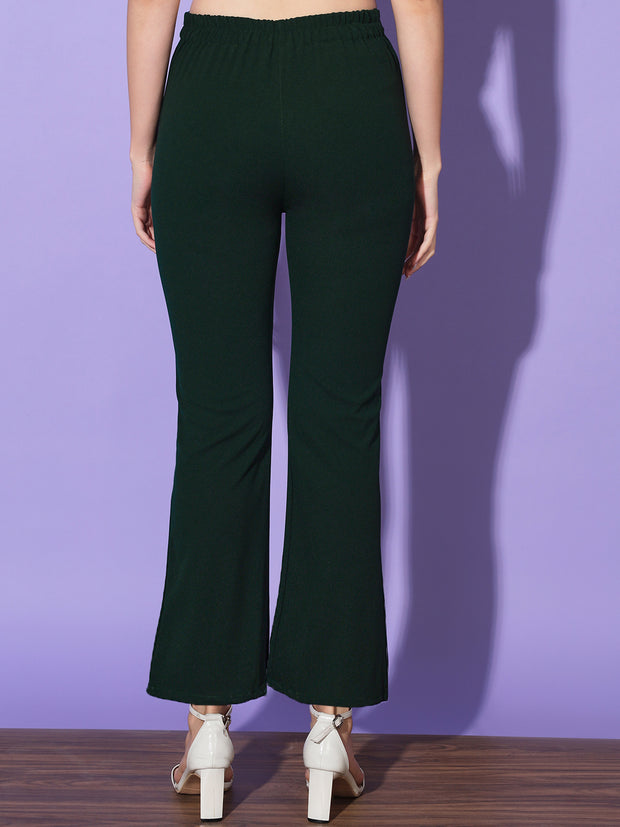 Lycra Solid Elasticated Women Trouser Pant-3113