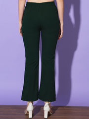 Lycra Solid Elasticated Women Trouser Pant-3118