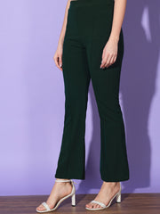 Lycra Solid Elasticated Women Trouser Pant-3113