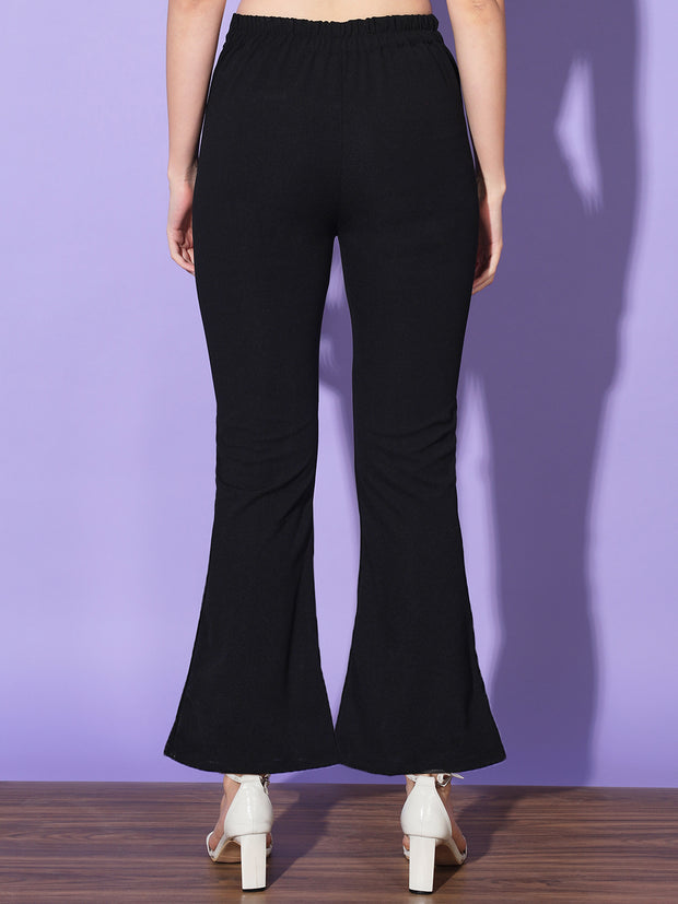 Lycra Solid Elasticated Women Trouser Pant-3113