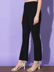 Lycra Solid Elasticated Women Trouser Pant-3116