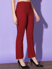 Lycra Solid Elasticated Women Trouser Pant-3113