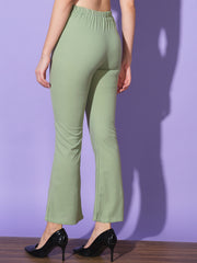 Lycra Solid Elasticated Women Trouser Pant-3113