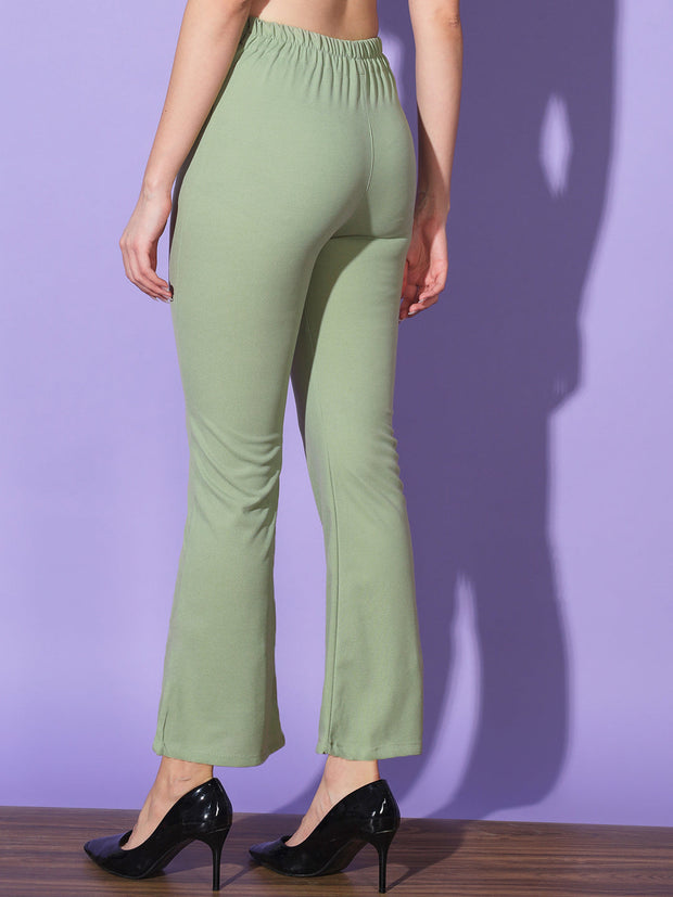 Lycra Solid Elasticated Women Trouser Pant-3292