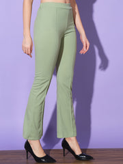 Lycra Solid Elasticated Women Trouser Pant-3113