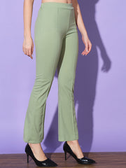 Lycra Solid Elasticated Women Trouser Pant-3118