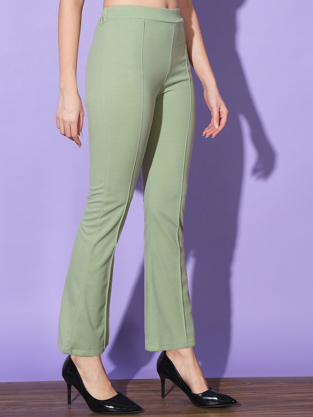 Lycra Solid Elasticated Women Trouser Pant-3113