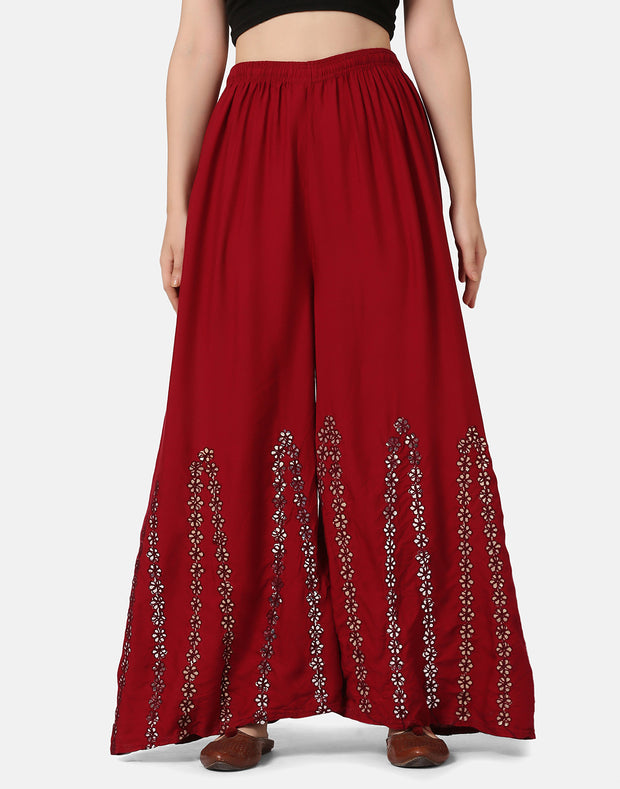 Rayon Full Length Women Wide-Leg Palazzo Pant-2901-2906