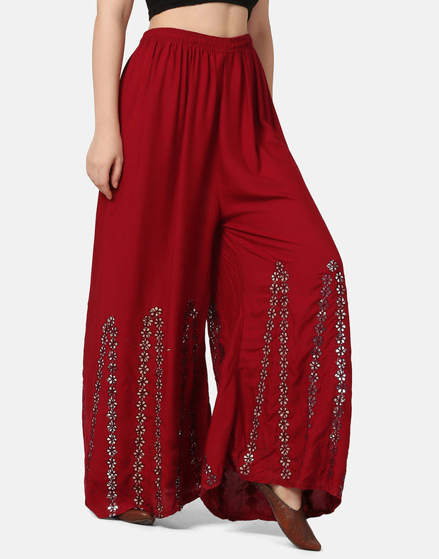 Rayon Full Length Women Wide-Leg Palazzo Pant-2903-2906