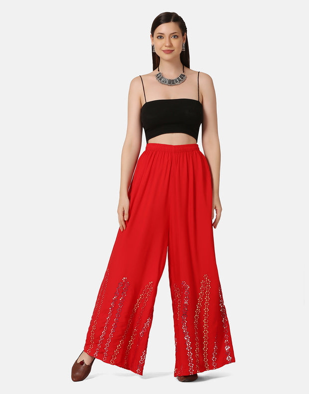 Rayon Full Length Women Wide-Leg Palazzo Pant-2901-2906