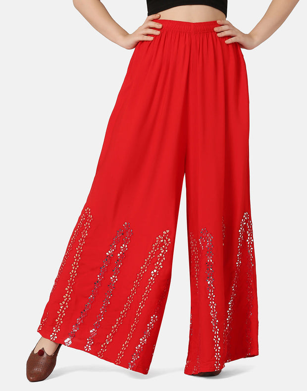 Rayon Full Length Women Wide-Leg Palazzo Pant-2905-2906