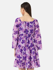 Georgette Floral Print Women Short Dress-2922-2924