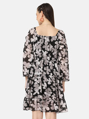 Georgette Floral Print Women Short Dress-2924-2924