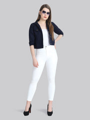 Navy Solid Buttoned Twil Jacket-2270