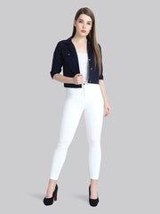 Navy Solid Buttoned Twil Jacket-2270