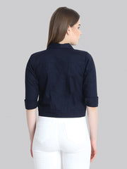 Navy Solid Buttoned Twil Jacket-2270