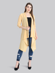 Beige  Plain Long Shrug