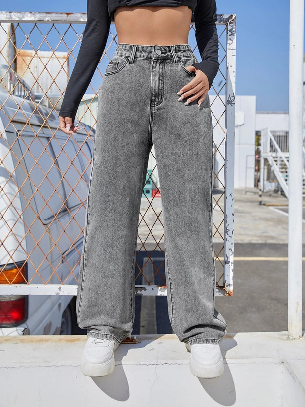 Denim Straight Wide Leg Women Jeans-3210