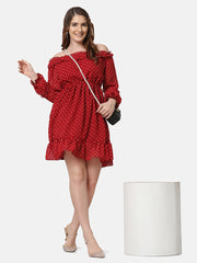 Georgette Off Shoulder Polka Dot Short Women Dress-2849-2851