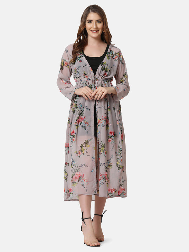 Georgette Floral Print Women Long Shrug-2980-2980