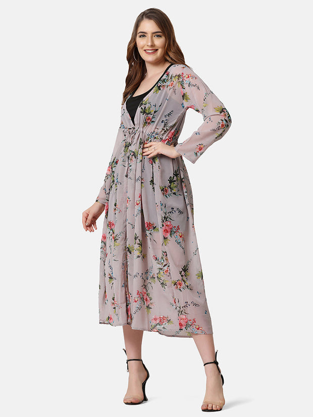 Georgette Floral Print Women Long Shrug-2980-2980