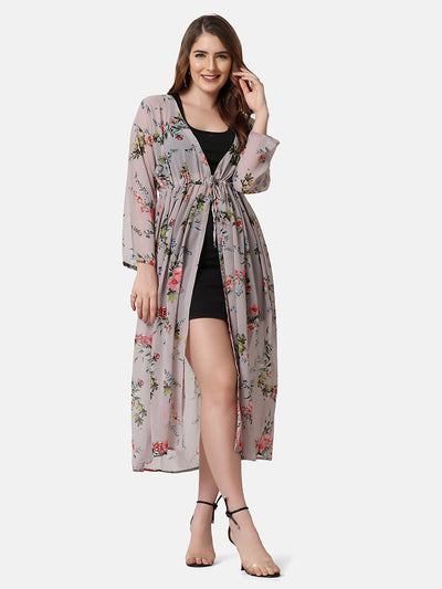 Georgette Floral Print Women Long Shrug-2856-2859