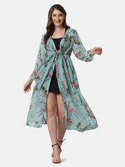 Georgette Floral Print Women Long Shrug-2857-2859