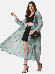 Georgette Floral Print Women Long Shrug-2857-2859