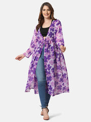 Georgette Floral Print Women Long Shrug-2860-2864