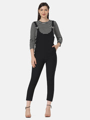 Toko Twill Women Dungaree Dress with Striped Top-2877-2880