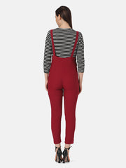Toko Twill Women Dungaree Dress with Striped Top-2878-2880