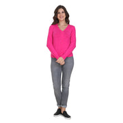 Pink Plain Full Sleeve Woolen Buttoned Cardigan-1720