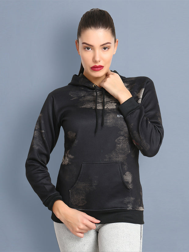 Black Woolen Blend Sweatshirt Hoodie-2385