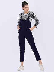 Navy Dungaree Pant with Striped Top-2586